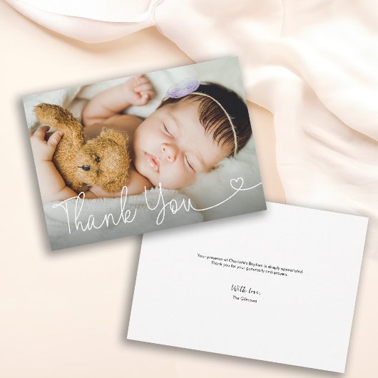 Chic Modern Religiable Customizable Baptism Foto Dankeskarte