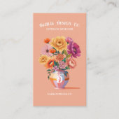 Chic Modern Retro Checkered Vase & Bold Florals Visitenkarte (Vorderseite)