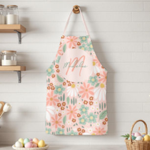 Chic Modern rosa Bauernhaus Floral Schürze