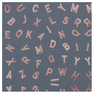 Chic Modern Rose Gold Alphabet Letters Typografy Stoff