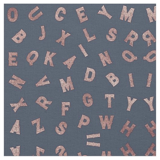 Chic Modern Rose Gold Alphabet Letters Typografy Stoff (Nahaufnahme)