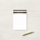 Chic Modern Rose Gold and Black Striped Modern Post-it Klebezettel (Auf Schreibtisch)