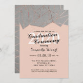 Chic Modern Rose Gold Geo Abschluss Zeremonie Einladung (Vorne/Hinten)