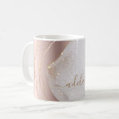 Chic Modern Rose Gold Glitzer Monogram Script Name Kaffeetasse (Vorderseite Links)