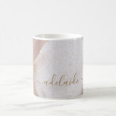 Chic Modern Rose Gold Glitzer Monogram Script Name Kaffeetasse (Mittel)