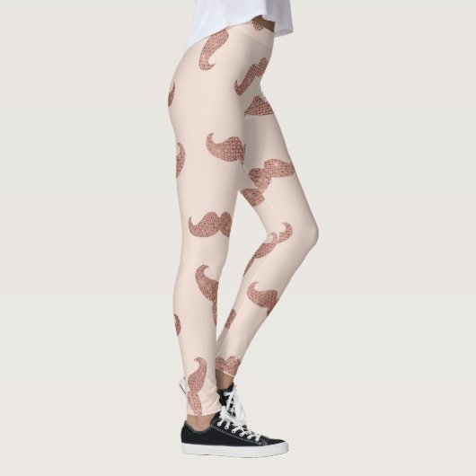 Chic Modern Rose Gold Pink Glitzer Mustaches Leggings (Rechts)