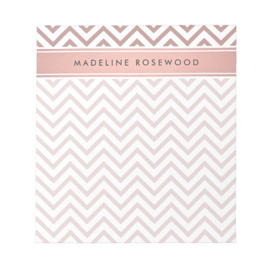Chic Modern Rose Gold Zickzack Mit Monogramm Notizblock (Vorderseite)