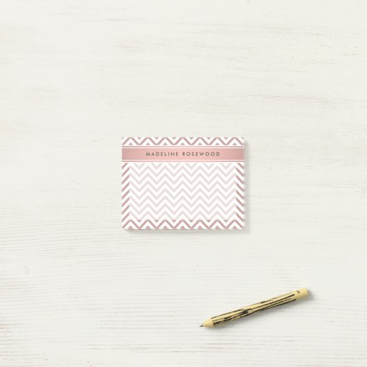 Chic Modern Rose Gold Zickzack Mit Monogramm Post-it Klebezettel (Auf Schreibtisch)