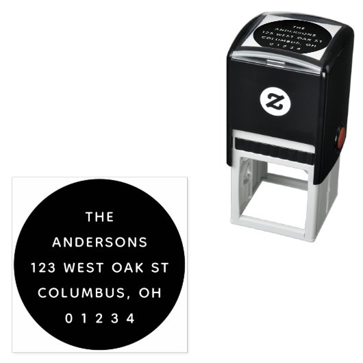 Chic Modern Round Black & White Permastempel (Beispiel)