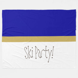 Chic Modern Royal Blue White Whimsical Ski Party Fleecedecke