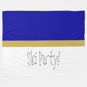 Chic Modern Royal Blue White Whimsical Ski Party Fleecedecke
