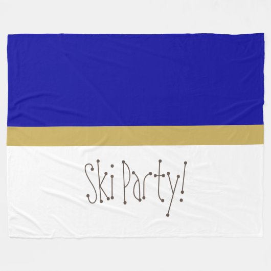 Chic Modern Royal Blue White Whimsical Ski Party Fleecedecke (Vorderseite (Horizontal))