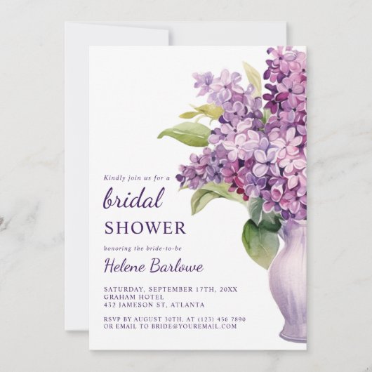 Chic Modern Rustic Elegante Lilac Brautparty Einladung (Vorderseite)