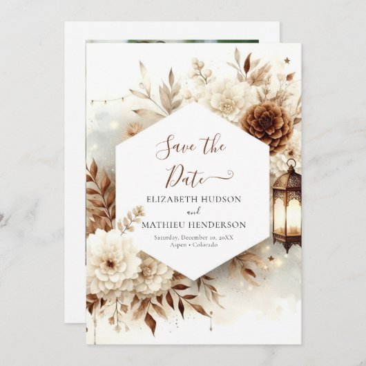 Chic Modern Rustic Wedding Save The Date (Vorne/Hinten)