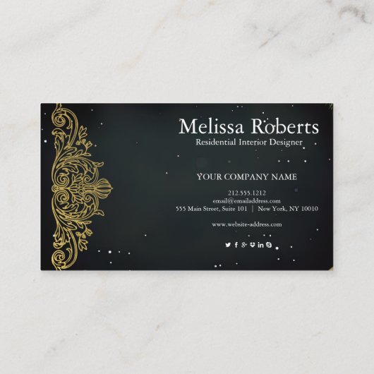 Chic Modern Rustic Zuhause Interior Design Decorat Visitenkarte (Rückseite)