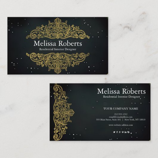 Chic Modern Rustic Zuhause Interior Design Decorat Visitenkarte (Vorne/Hinten)