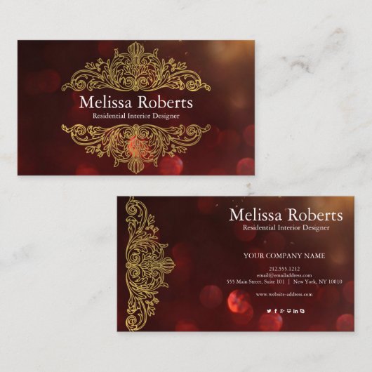 Chic Modern Rustic Zuhause Interior Design Decorat Visitenkarte (Vorne/Hinten)