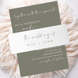 Chic Modern Sage Green Wedding Einladungsbanderole