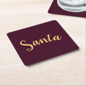 Chic Modern "Santa" Script auf festlichem Burgundy Rechteckiger Pappuntersetzer (angewinkelt)