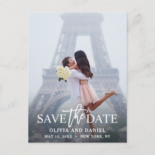 Chic & Modern Save the Date Foto Ankündigungspostkarte (Vorderseite)