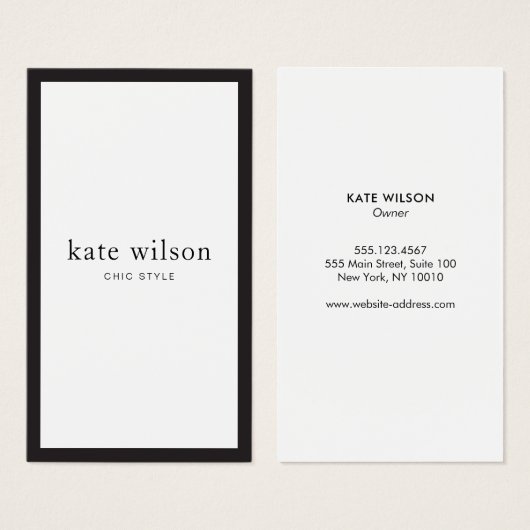 Chic Modern Schwarz-weiß Beruflich (Vorne & Hinten)