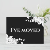 Chic Modern Schwarz-weiß Floral I ve Moved Ankündigung (Stehend Vorderseite)