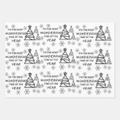 Chic Modern Schwarz-weiß fröhliches Weihnachtsgesc Geschenkpapier Set (Vorderseite 3)