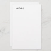 Chic Modern Schwarz-weiß Ihr Name Minimalistisch Briefpapier (Vorne/Hinten)