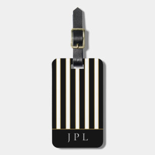 Chic Modern Schwarz-weiß Strickte Monogram Lugg Gepäckanhänger