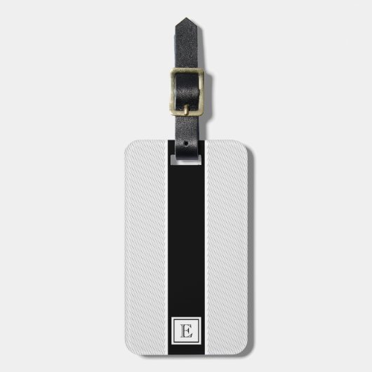 Chic Modern Schwarz-weiß Stripes Gepäckanhänger (Vorderseite vertikal)