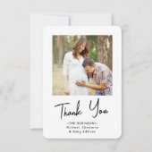 Chic Modern Script 2 Foto Babydusche Vielen Dank Dankeskarte (Vorderseite)
