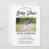Chic Modern Script 2 Foto Minimal Babydusche Einladung (Vorderseite)