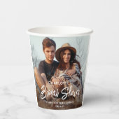 Chic Modern Script 2 Foto Minimales Brautparty Pappbecher (Rückseite)