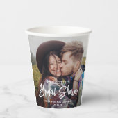 Chic Modern Script 2 Foto Minimales Brautparty Pappbecher (Vorderseite)