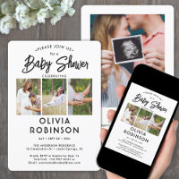Chic Modern Script 4 Foto Minimal Babydusche
