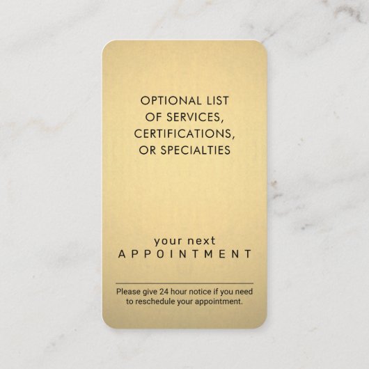 Chic Modern Script Black & Gold Imitats Foil Verti Terminkarte (Rückseite)