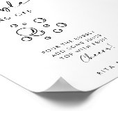 Chic Modern Script Bubbly Bar Wedding Sign Poster (Ecke)