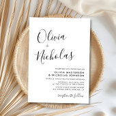 Chic Modern Script Calligraphy Monogram Wedding Einladung
