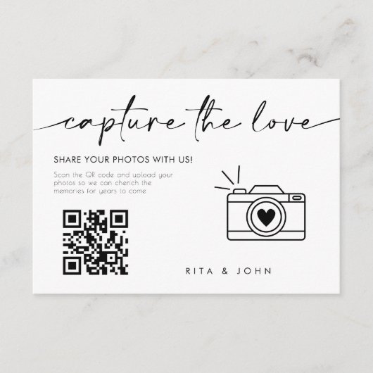 Chic Modern Script Capture Die Liebe QR-Code Begleitkarte (Vorderseite)