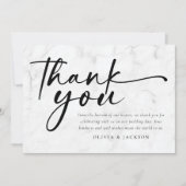 Chic Modern Script Foto Wedding Dankeskarte (Vorderseite)