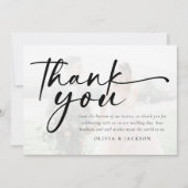 Chic Modern Script Foto Wedding Dankeskarte (Vorderseite)