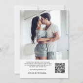Chic Modern Script Heart QR Code Foto Hochzeit Einladung (Rückseite)