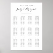 Chic Modern Script Hochzeitsdiagramm | Französisch Poster (Vorne)
