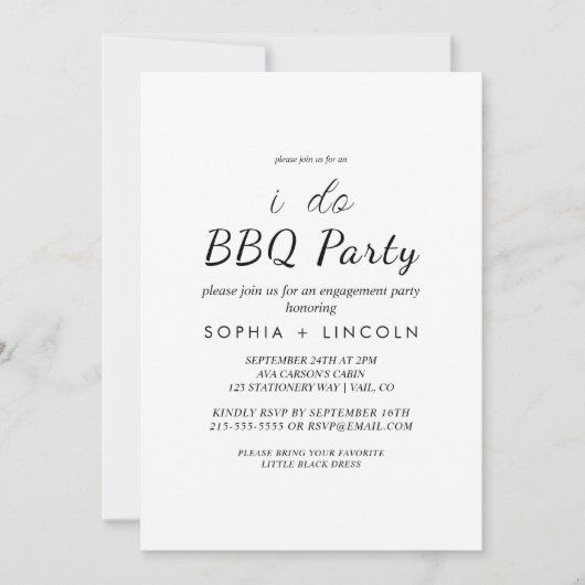 Chic Modern Script "I Do GRILLEN" Engagement Party Einladung (Vorderseite)