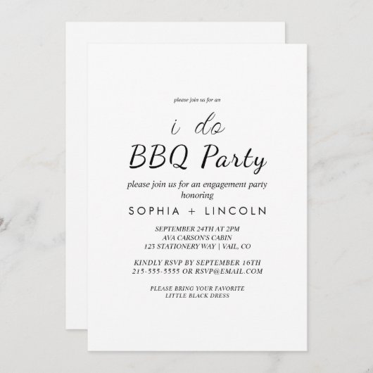 Chic Modern Script "I Do GRILLEN" Engagement Party Einladung (Vorne/Hinten)