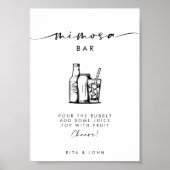 Chic Modern Script Mimosa Bar Wedding Sign Poster (Vorne)