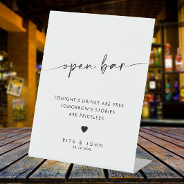 Chic Modern Script Open Bar Wedding Sign Sockelschild