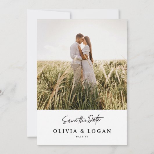 Chic Modern Script Photo Wedding Save The Date (Vorderseite)