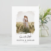 Chic Modern Script Photo Wedding Save The Date (Stehend Vorderseite)