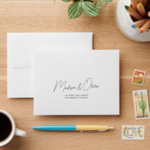Chic Modern Script selbstadressiert Heiratsantwort